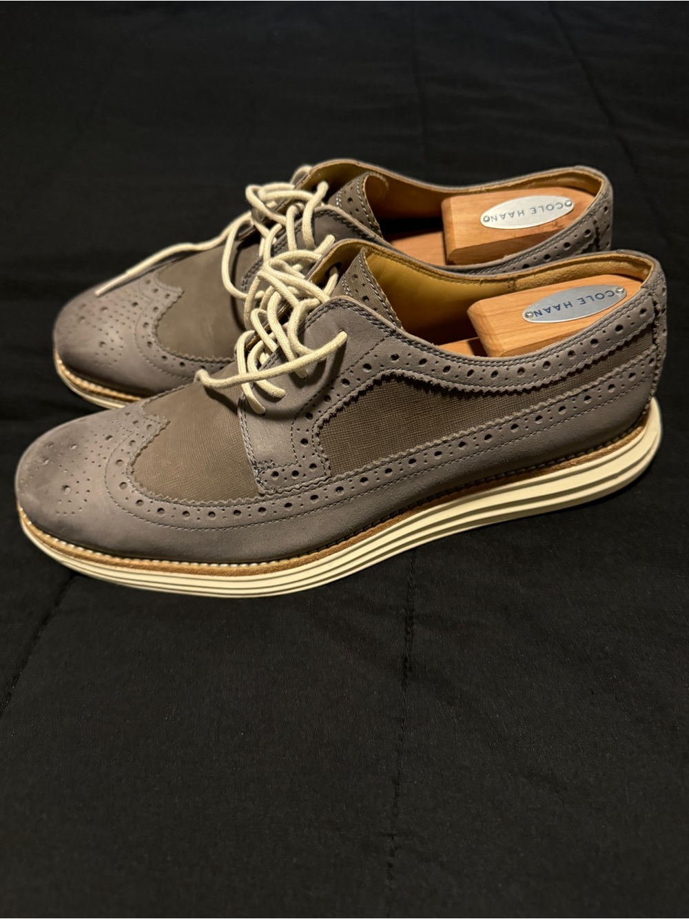 Cole Haan Men's Grey Brogue Wingtip Lunargrand Size 9D